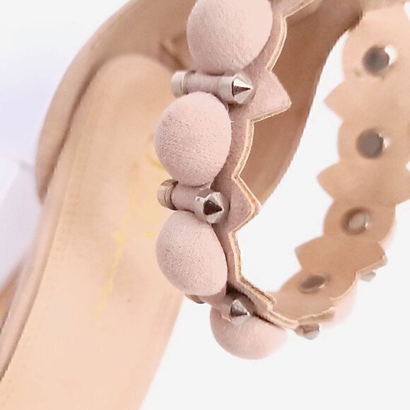 Olivia Ferguson Tan Microsuede 4.5 Inch Stiletto Open Toe Shoe, Size 7.5 - Picture 6 of 10